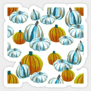 Watercolor Halloween Pumpkins - Blue & Orange Sticker